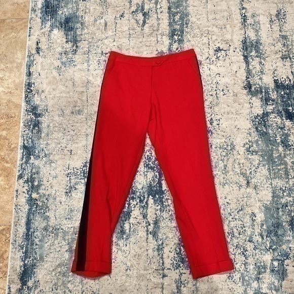 Mason Pants - Mason Red Cropped Trousers Black Side Stripes